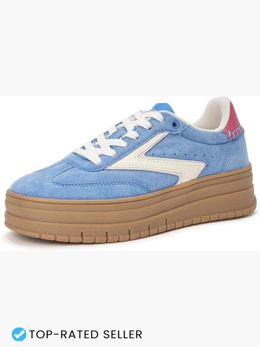 Platform Sneakers Gum Thick Sole Retro Casual Walking Shoes Lace Up Low Top